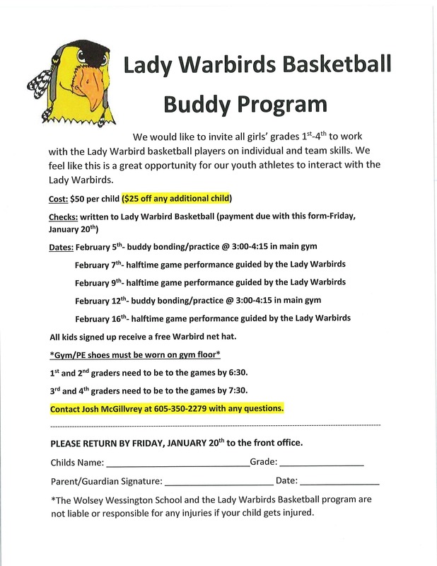 Lady Warbird Basketball Buddy Program WolseyWessington School District